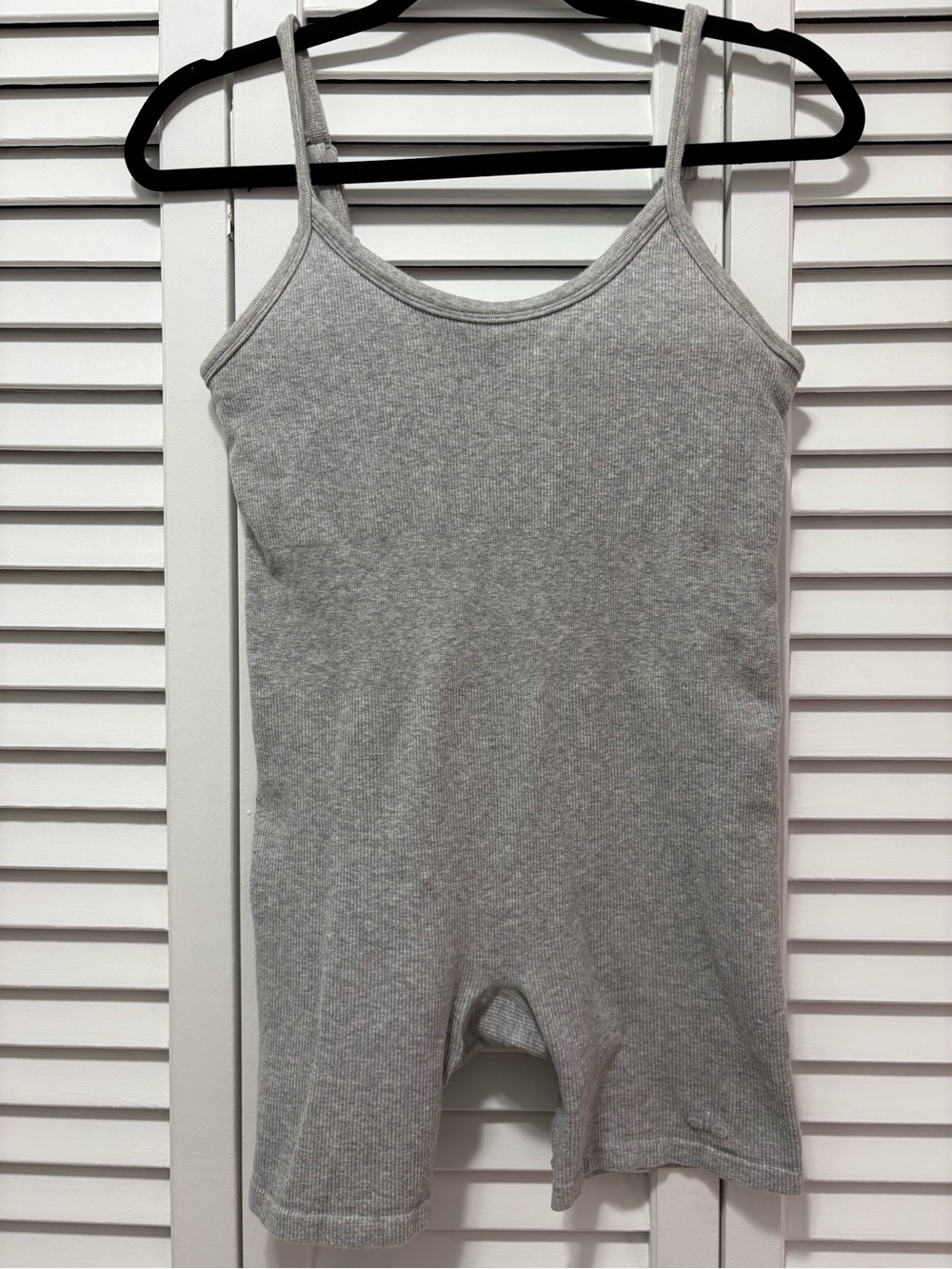 ALO Yoga Kids Grey Ribbed Spaghetti-Strap One-Piece